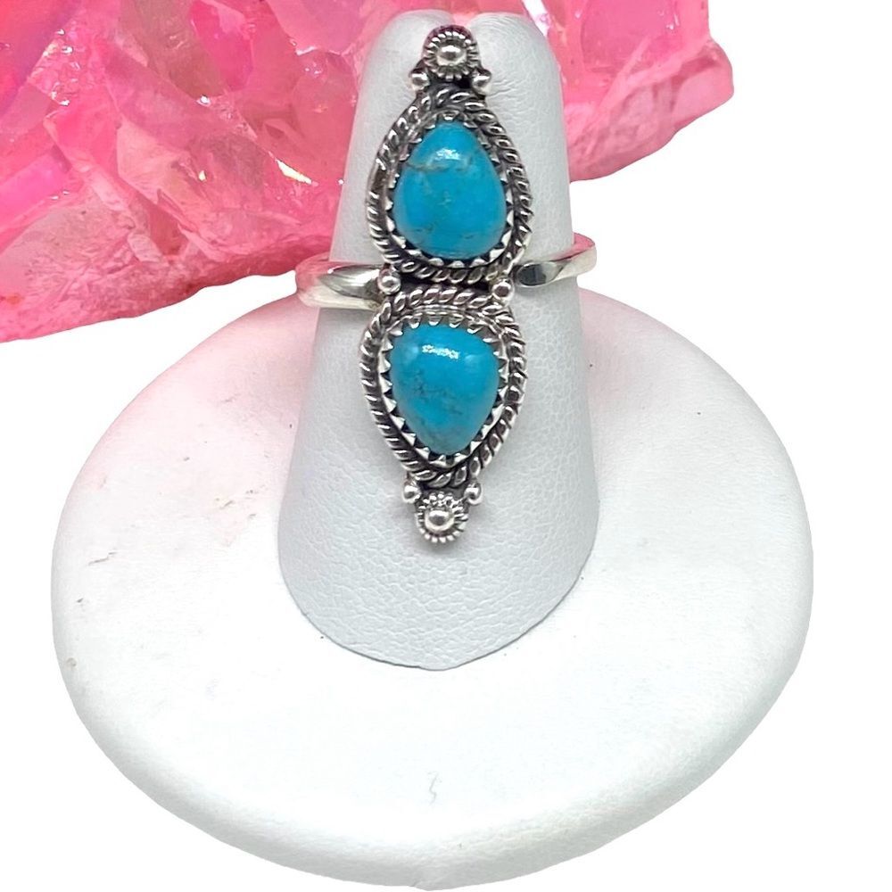 Kingman Mojave Turquoise Ring Solid 925 Sterling Silver Adjustable 4.5 - 6